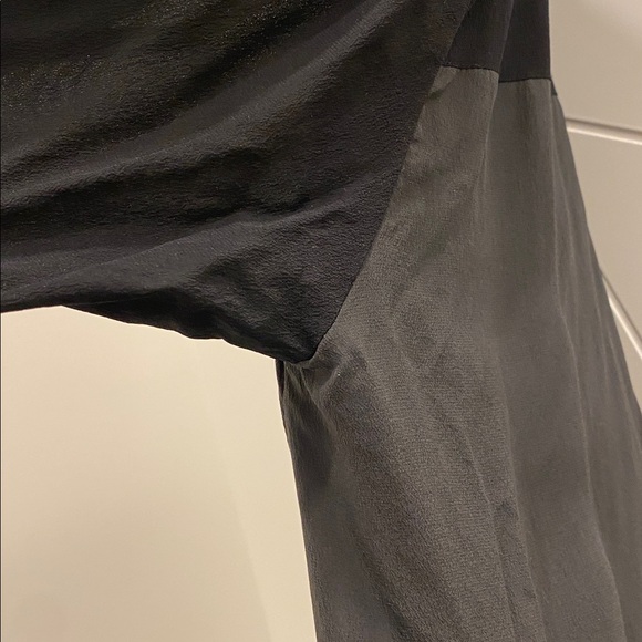 Eileen Fisher Black Silk Two Tone Button Down Tunic Mandarin Collar Size Medium - Picture 9 of 12